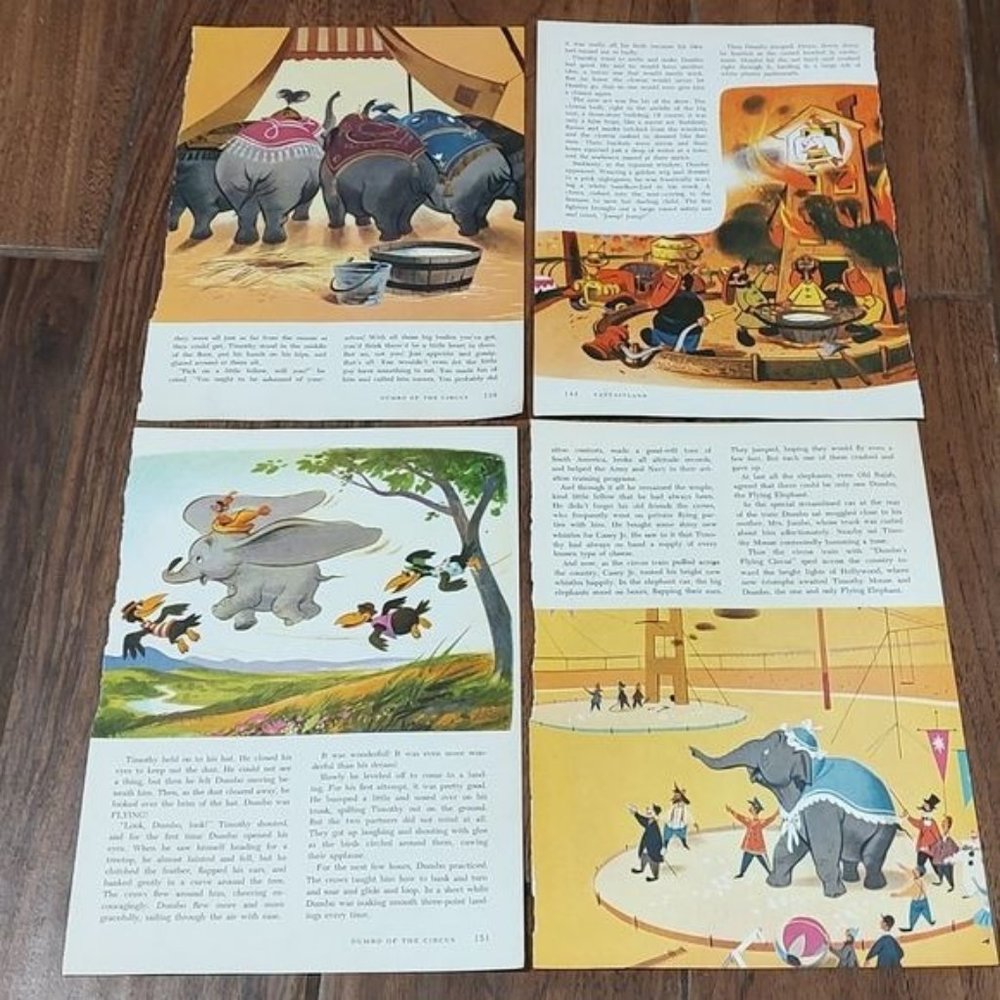 Dumbo Vintage Disney Fantasyland 1965 nursery decor picture circus